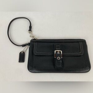 Coach Black Leather Wristlet Wallet Clutch Bag